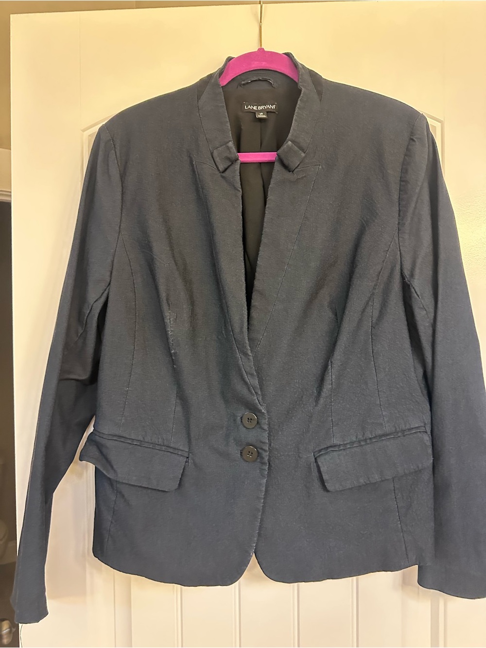 Lane Bryant Dark Blue Mandarin Collar Two-Button Blazer